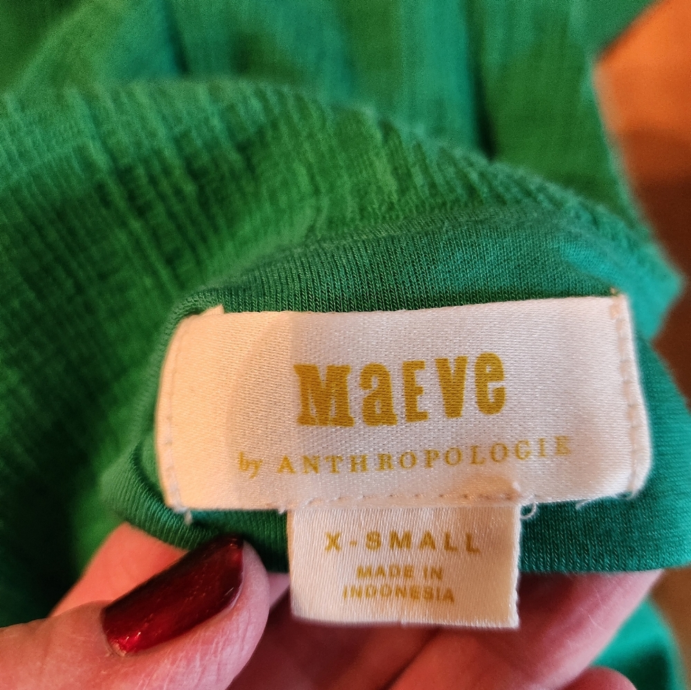 Anthropologie Green Textured Fit And Flare Mini Dress - Picture 5 of 7
